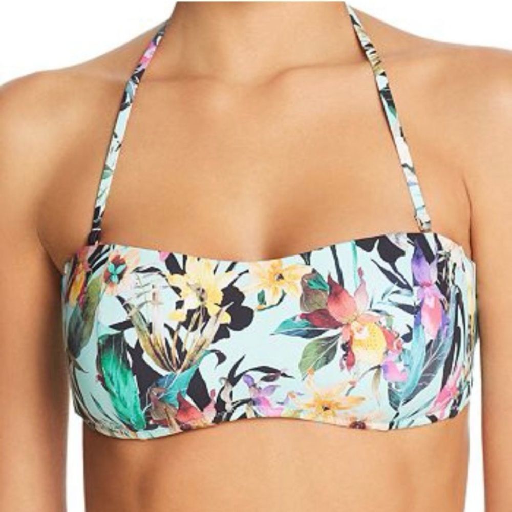 NWT Bloomin Botanical Floral Halter Bandeau Bikini Top Size 14